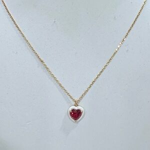 Kate Spade Gold Heart Pendant Necklace with Red Gemstone